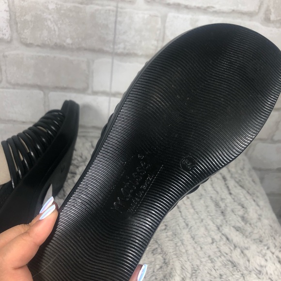 Caged Ribbed  Leather Low Platform Clogs Mules - Picture 6 of 7